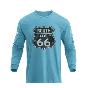 Camiseta con gráfico de manga larga Route 66 para hombre