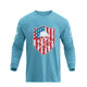 USA FLAG SHIELD SKULL GRAPHIC LONG SLEEVE T-SHIRT