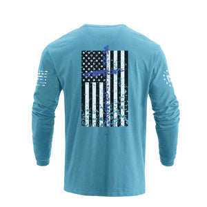 USA FLAG CROSS GRAPHIC LONG SLEEVE T-SHIRT