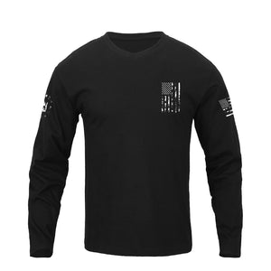 USA FLAG CROSS V-NECK GRAPHIC LONG SLEEVE T-SHIRT