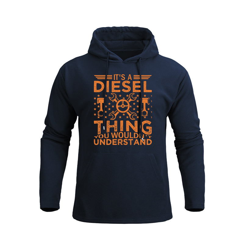 IT'S A DIESEL THING  WAFFLE BREEZY GRAPHIC POCKET HOODIE