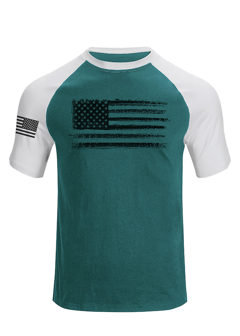 USA FLAG 100% COTTON RAGLAN GRAPHIC TEE