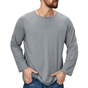 ESSENTIALS BUTTON HENLEY QUICK DRY LONG SLEEVE HENLEY SHIRT