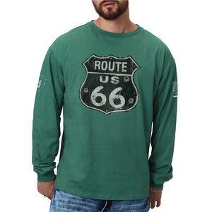 Camiseta con gráfico de manga larga Route 66 para hombre