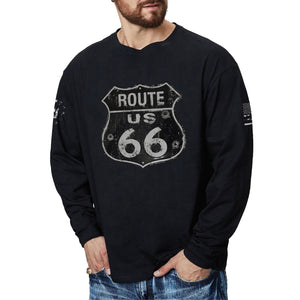 Camiseta con gráfico de manga larga Route 66 para hombre