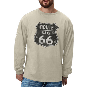 Camiseta con gráfico de manga larga Route 66 para hombre