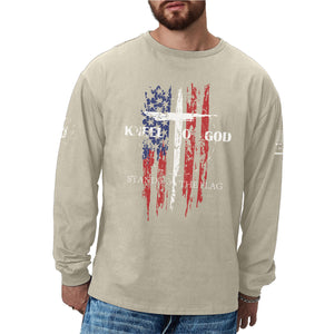 USA FLAG CROSS GRAPHIC LONG SLEEVE T-SHIRT