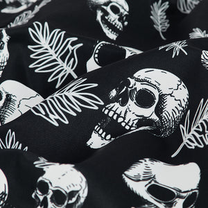 RETRO SKULL PRINTED 5'' INSEAM  SWIM TRUNKS