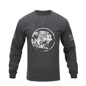 NATIVE AMERICAN CREWNECK GRAPHIC LONG SLEEVE T-SHIRT