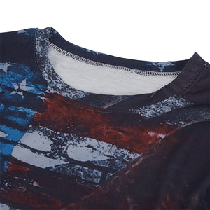 USA FLAG AND EAGLE PRINTED LONG SLEEVE T-SHIRT
