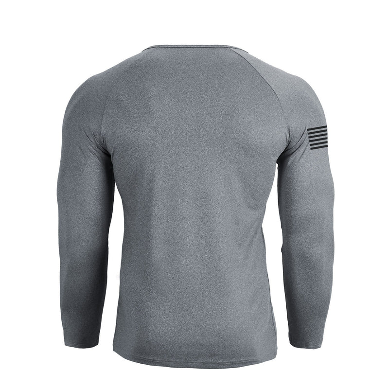 USA FLAG 1/4 BUTTON V-NECK LONG SLEEVE HENLEY SHIRT