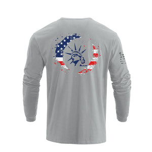 STATUE OF LIBERTY USA FLAG GRAPHIC LONG SLEEVE T-SHIRT