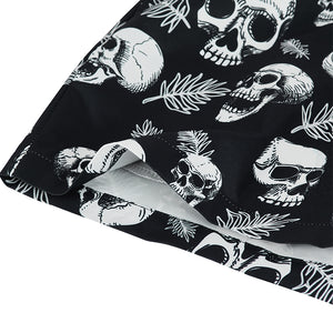 RETRO SKULL PRINTED 5'' INSEAM  SWIM TRUNKS
