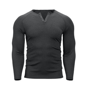 ESSENTIALS BUTTON HENLEY QUICK DRY LONG SLEEVE HENLEY SHIRT