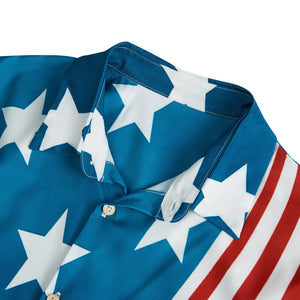 USA FLAG PRINTED ALOHA SHIRT