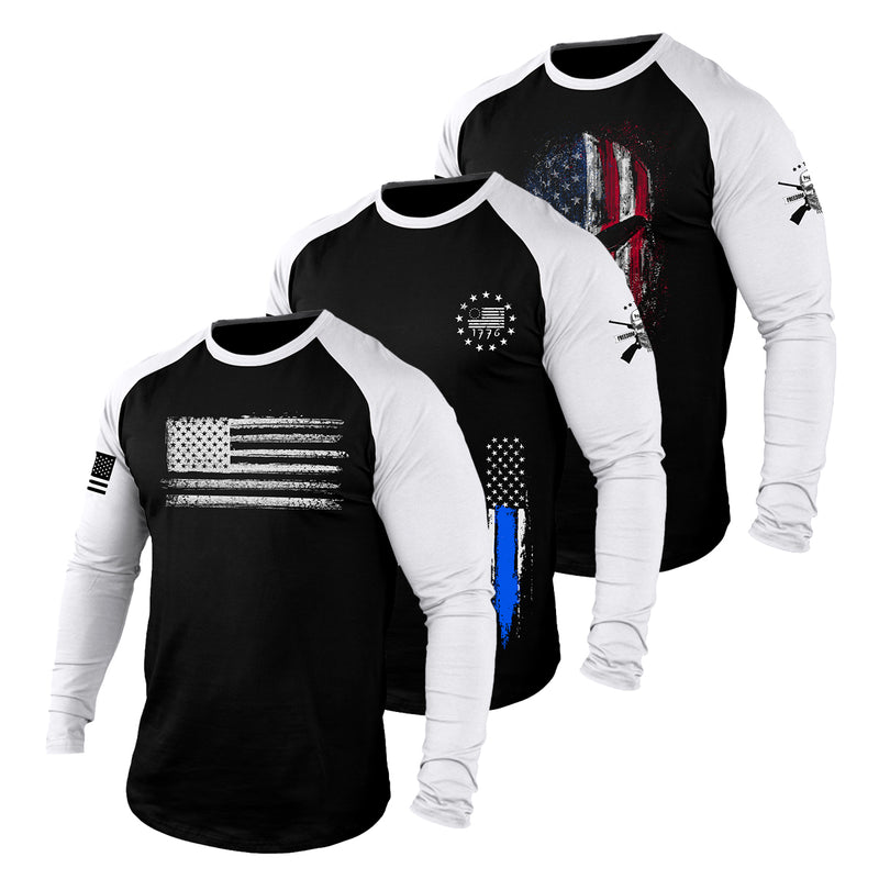 USA FLAG RAGLAN GRAPHIC LONG SLEEVE T-SHIRT