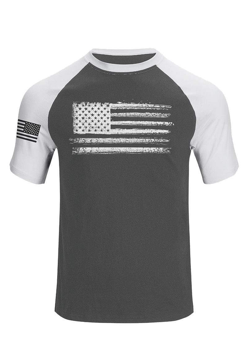 USA FLAG 100% COTTON RAGLAN GRAPHIC TEE