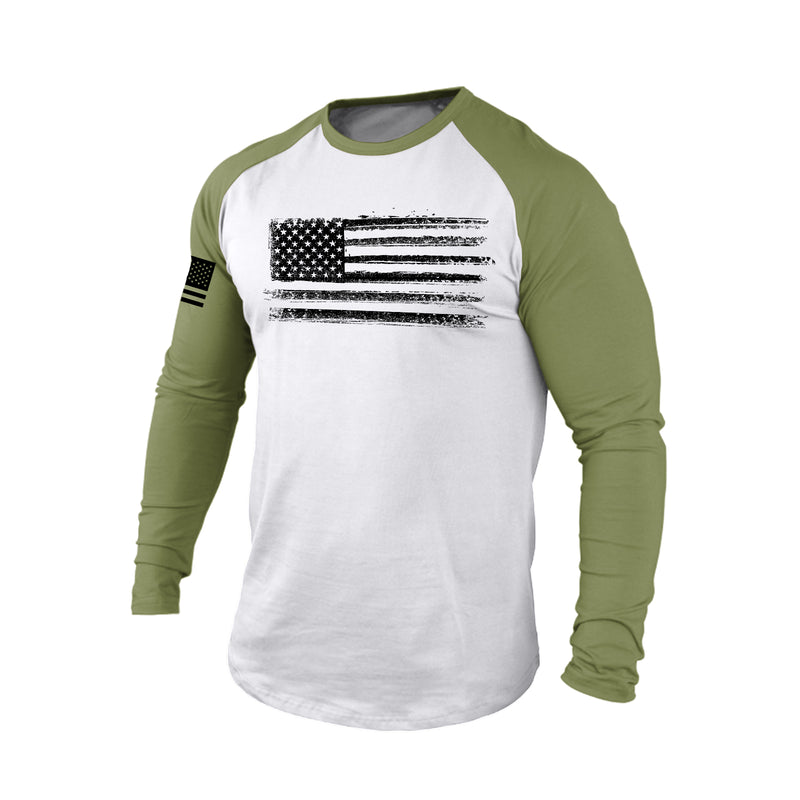 USA FLAG RAGLAN GRAPHIC LONG SLEEVE T-SHIRT