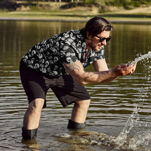SKULL BUTTON DOWN PRINTED ALOHA SHIRT