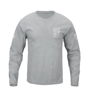 USA FLAG CROSS V-NECK GRAPHIC LONG SLEEVE T-SHIRT