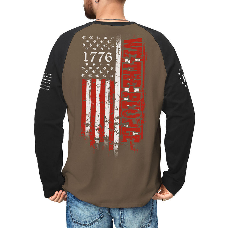 USA FLAG RAGLAN GRAPHIC LONG SLEEVE T-SHIRT