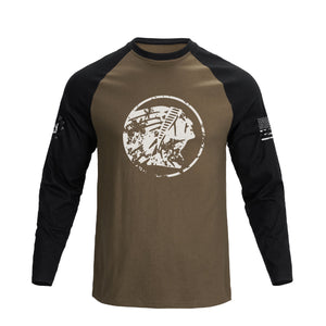 NATIVE AMERICAN RAGLAN GRAPHIC LONG SLEEVE T-SHIRT