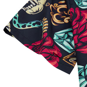 ROSE SKULL THORN SNAKE PRINTED ALOHA SHIRT