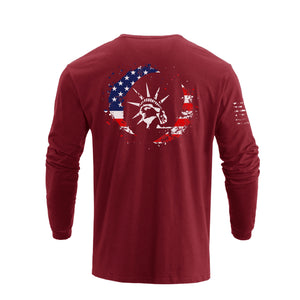 STATUE OF LIBERTY USA FLAG GRAPHIC LONG SLEEVE T-SHIRT