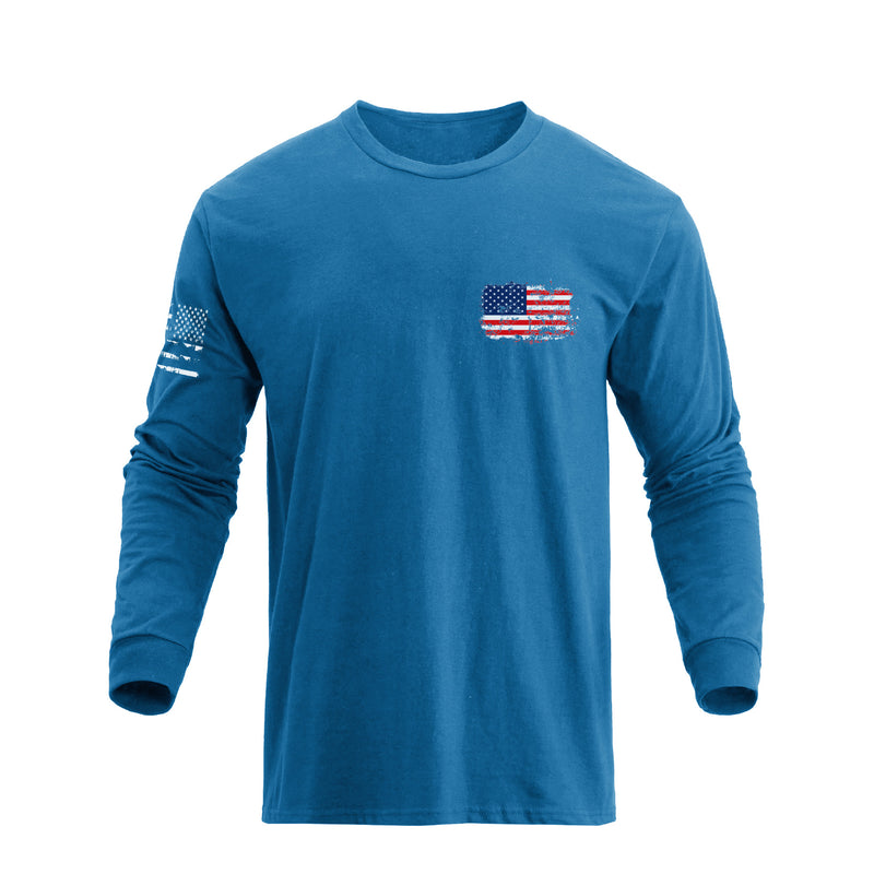 STATUE OF LIBERTY USA FLAG GRAPHIC LONG SLEEVE T-SHIRT