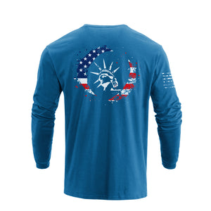 STATUE OF LIBERTY USA FLAG GRAPHIC LONG SLEEVE T-SHIRT