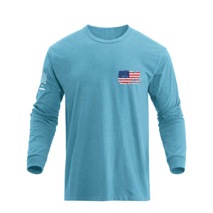 STATUE OF LIBERTY USA FLAG GRAPHIC LONG SLEEVE T-SHIRT