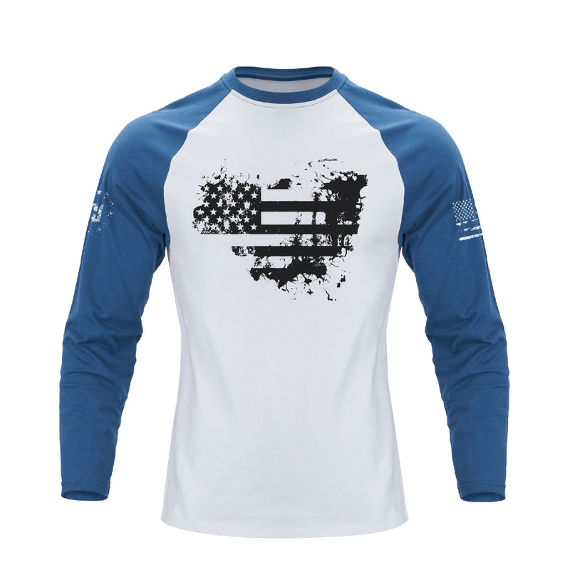 USA FLAG RAGLAN GRAPHIC LONG SLEEVE T-SHIRT