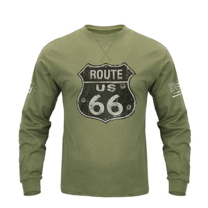 ROUTE 66 CREWNECK GRAPHIC LONG SLEEVE T-SHIRT