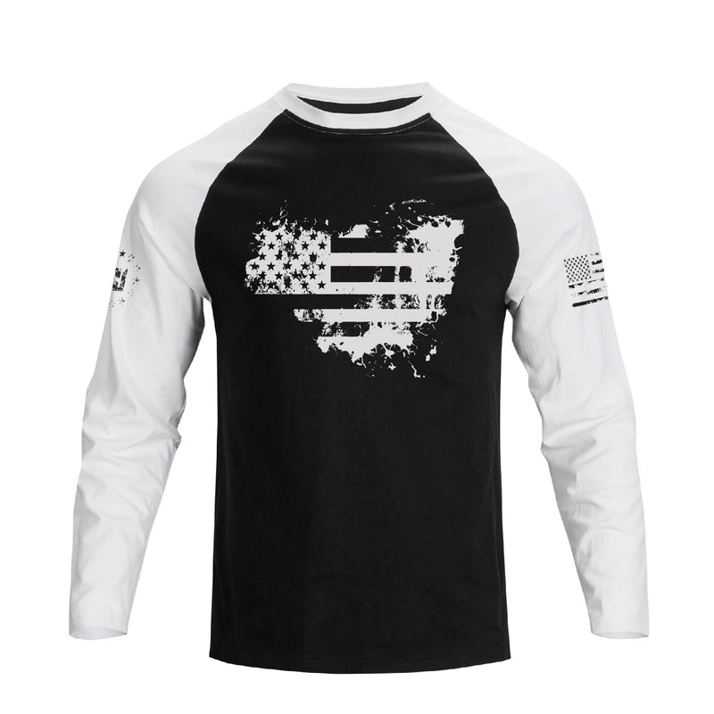 USA FLAG RAGLAN GRAPHIC LONG SLEEVE T-SHIRT