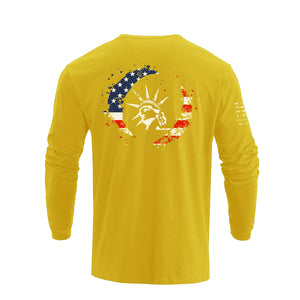 STATUE OF LIBERTY USA FLAG GRAPHIC LONG SLEEVE T-SHIRT