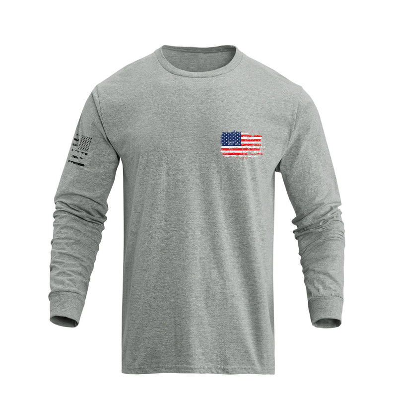 STATUE OF LIBERTY USA FLAG GRAPHIC LONG SLEEVE T-SHIRT