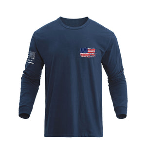 STATUE OF LIBERTY USA FLAG GRAPHIC LONG SLEEVE T-SHIRT