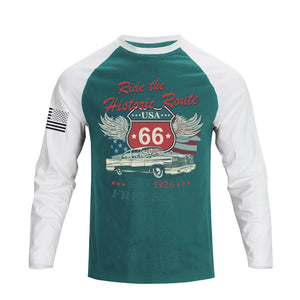 USA ROUTE 66 RAGLAN LONG SLEEVE T-SHIRT