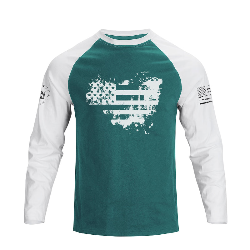 USA FLAG RAGLAN GRAPHIC LONG SLEEVE T-SHIRT