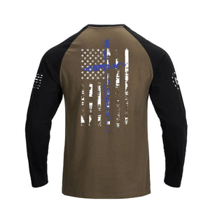 USA FLAG CROSS RAGLAN GRAPHIC LONG SLEEVE T-SHIRT
