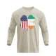 LUCKY SHAMROCK USA FLAG 100% COTTON GRAPHIC LONG SLEEVE T-SHIRT