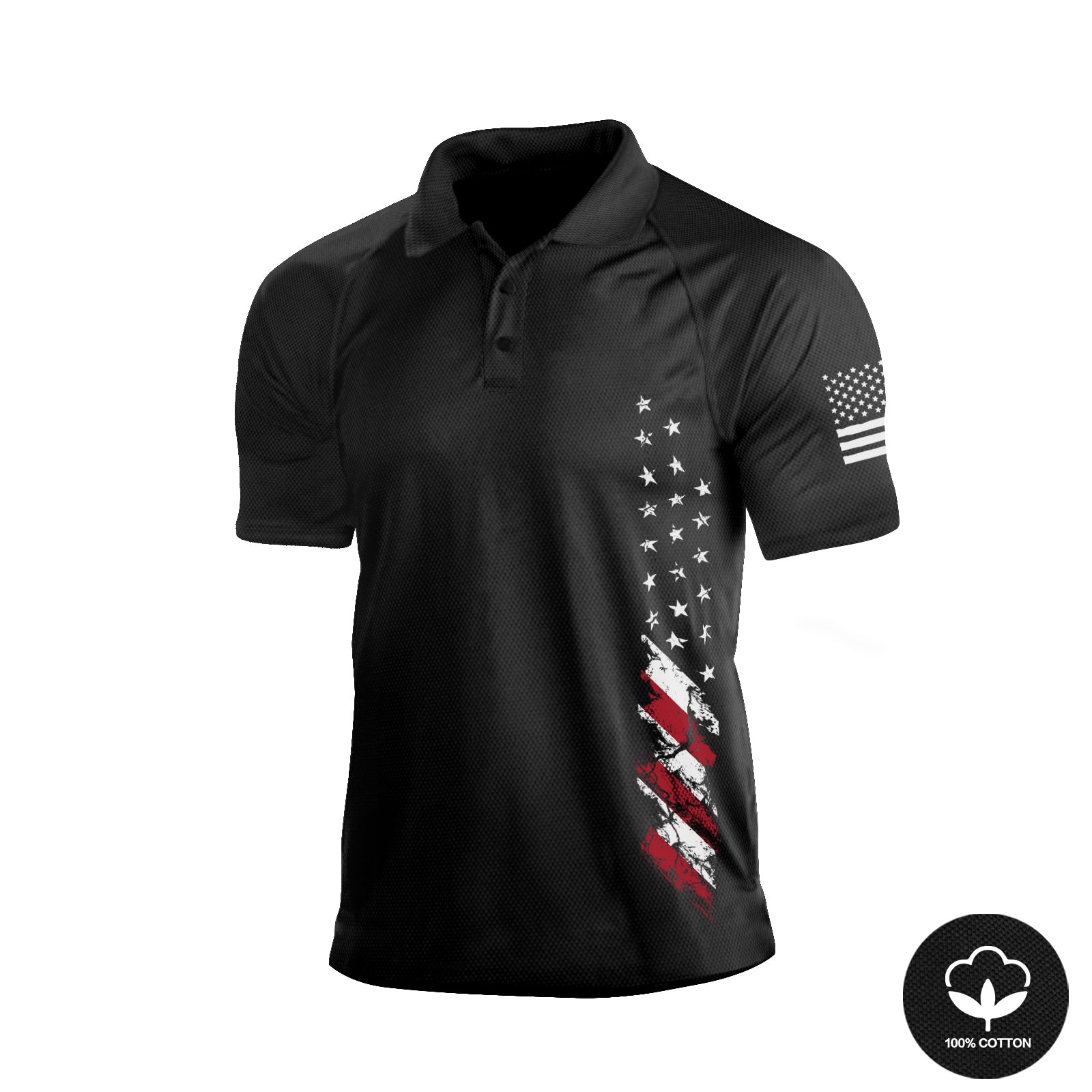 Hyfol Usa Flag 100% Cotton Raglan Graphic Short Sleeve Polo Shirt Men ...