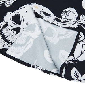 ROMANTIC SKULL ROSE PRINTED ALOHA SHIRT