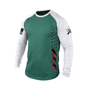 USA FLAG  RAGLAN  GRAPHIC  LONG SLEEVE T-SHIRT
