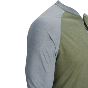 HENLEY BUTTON RAGLAN LONG SLEEVE HENLEY SHIRT