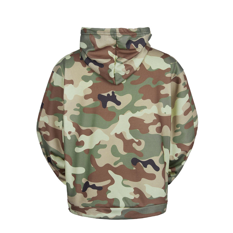 CAMO DRAWSTRING POCKET HOODIE