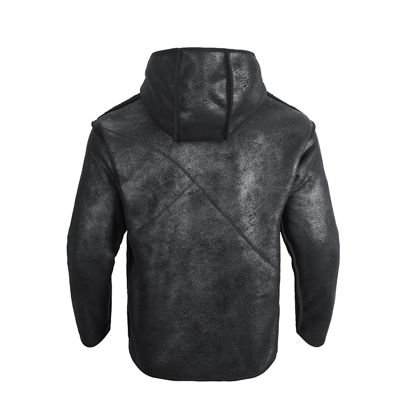 POLAR LEATHER REVERSIBLE HOODED FLEECE JACKETS
