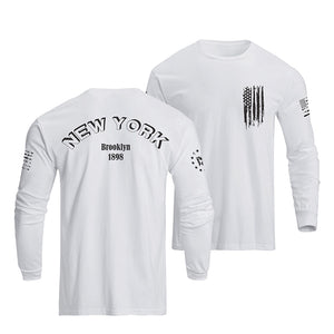 NEW YORK USA FLAG GRAPHIC LONG SLEEVE T-SHIRT