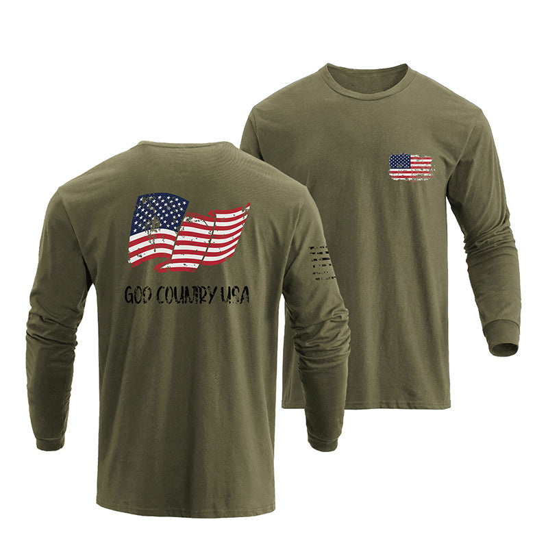 USA FLAG GRAPHIC LONG SLEEVE T-SHIRT