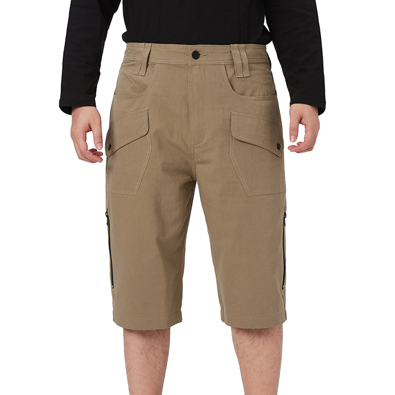 MULTI-POCKET ZIPPER 13'' INSEAM CARGO SHORTS WITH BELT